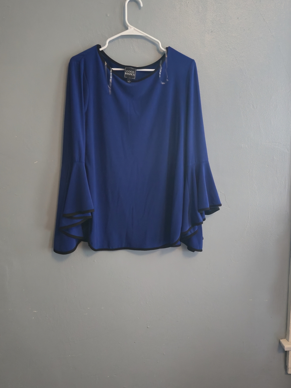 COCO BIANCO Royal Blue Bell Sleeve Top